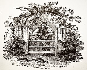 チャーチワーデンを喫煙するカントリーマン、1804 作： Thomas Bewick